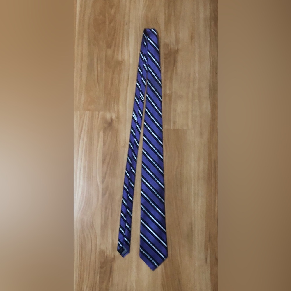 Nautica Purple Striped Silk Tie with Blue & White Accents